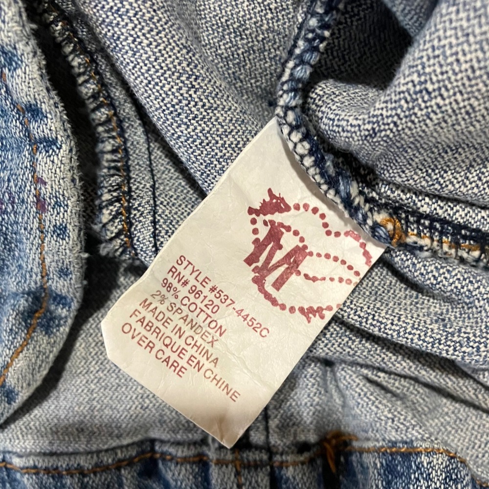 Vintage Denim Patch Jacket Women M Rose‎ Embroidered Patch Blue Jean Y2K 2000s - Picture 12 of 13